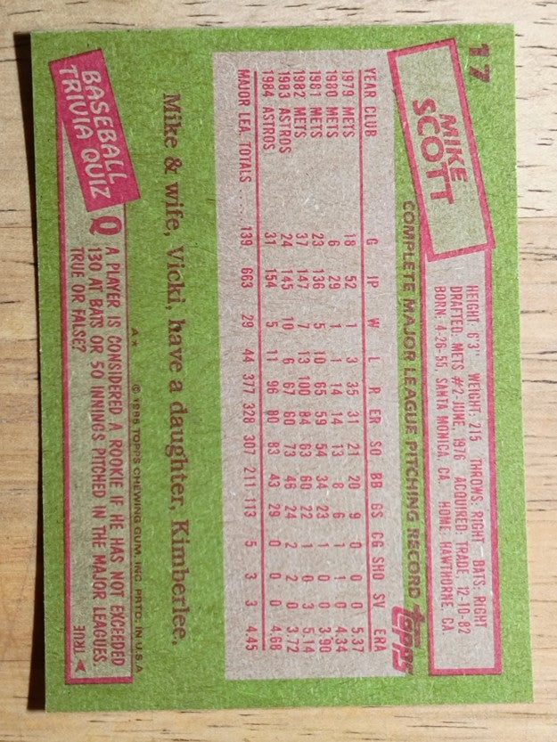 1985 Topps #17 Mike Scott
