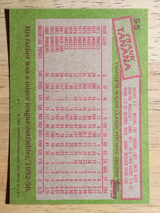 1985 Topps #55 Frank Tanana