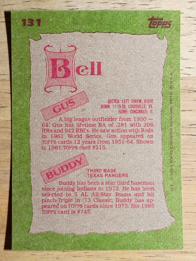 1985 Topps #131 Buddy/Gus Bell FS