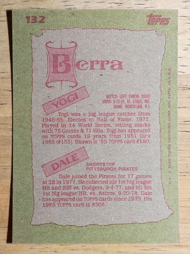 1985 Topps #132 Yogi/Dale Berra FS