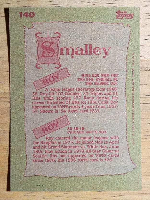 1985 Topps #140 Roy/Roy Smalley FS