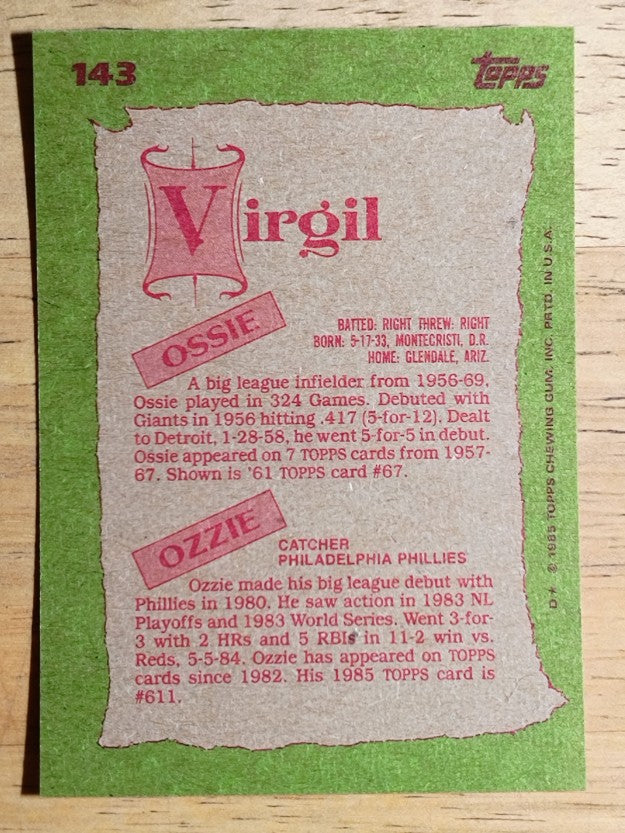 1985 Topps #143 Ozzie/Ossie Virgil FS