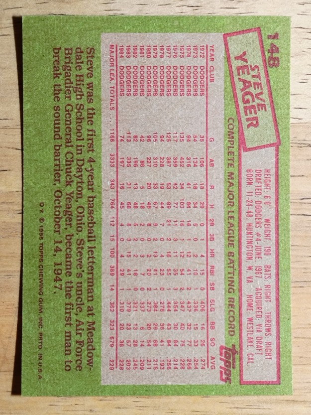 1985 Topps #148 Steve Yeager