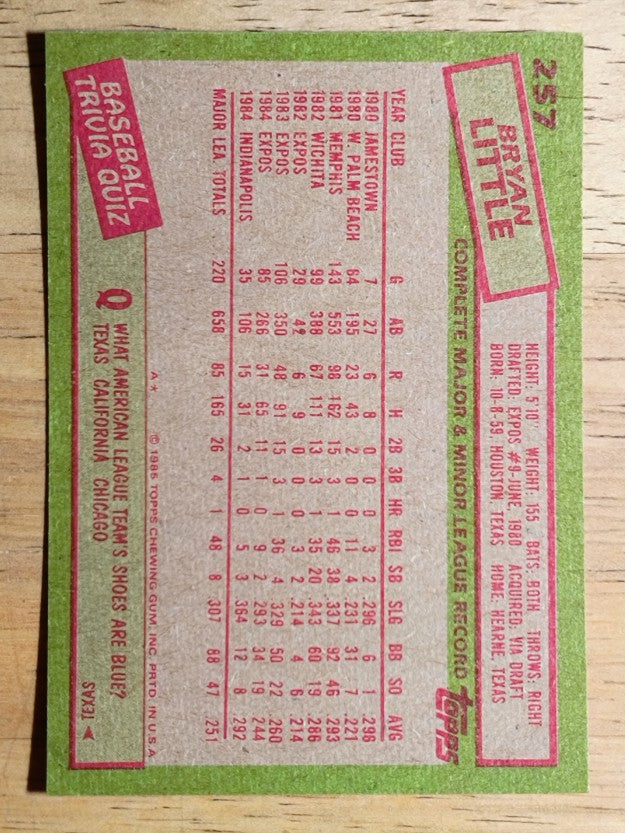 1985 Topps #257 Bryan Little