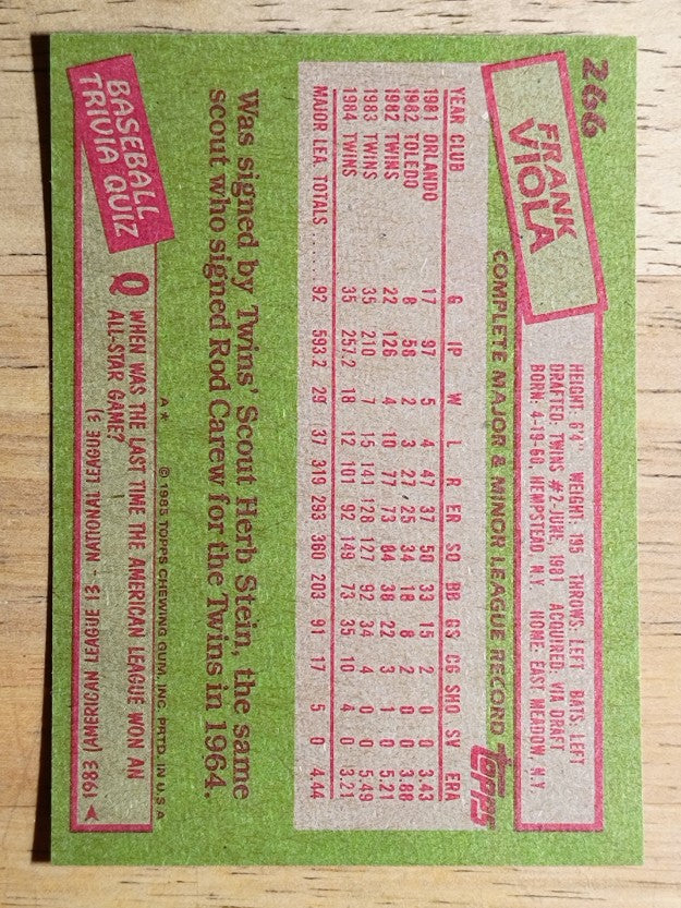 1985 Topps #266 Frank Viola