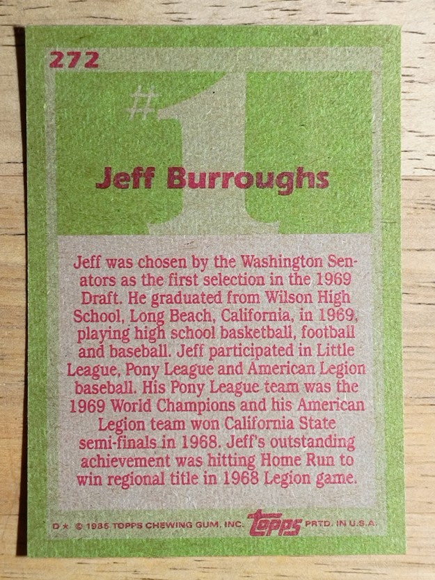 1985 Topps #272 Jeff Burroughs FDP