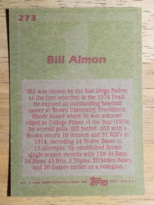 1985 Topps #273 Bill Almon FDP