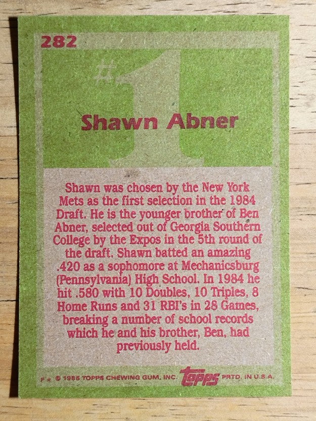 1985 Topps #282 Shawn Abner FDP RC