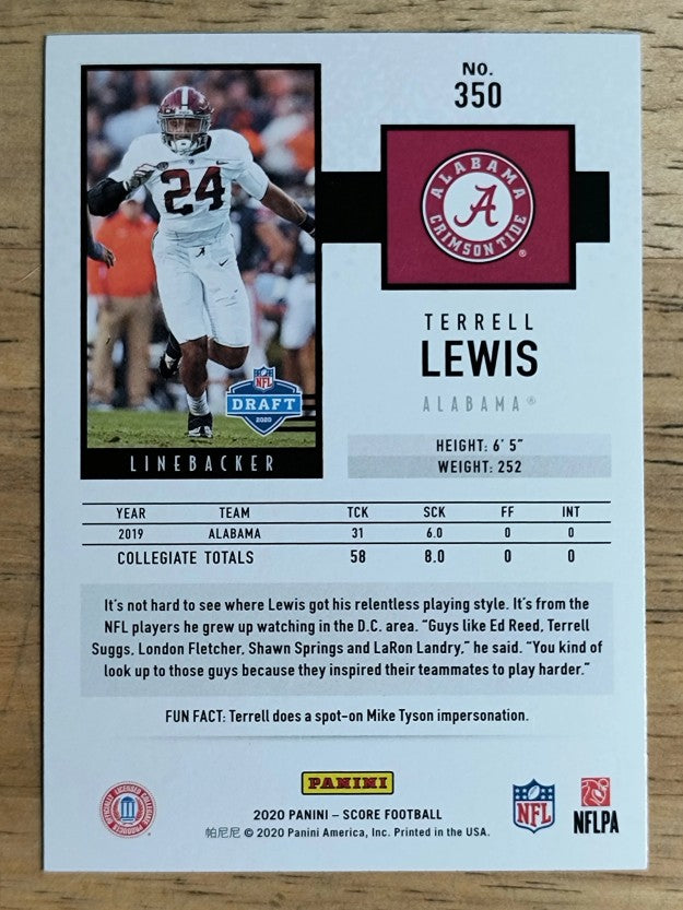 2020 Score #350 Terrell Lewis RC