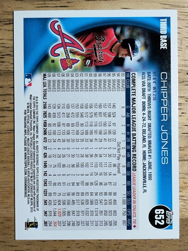 2010 Topps #652A Chipper Jones