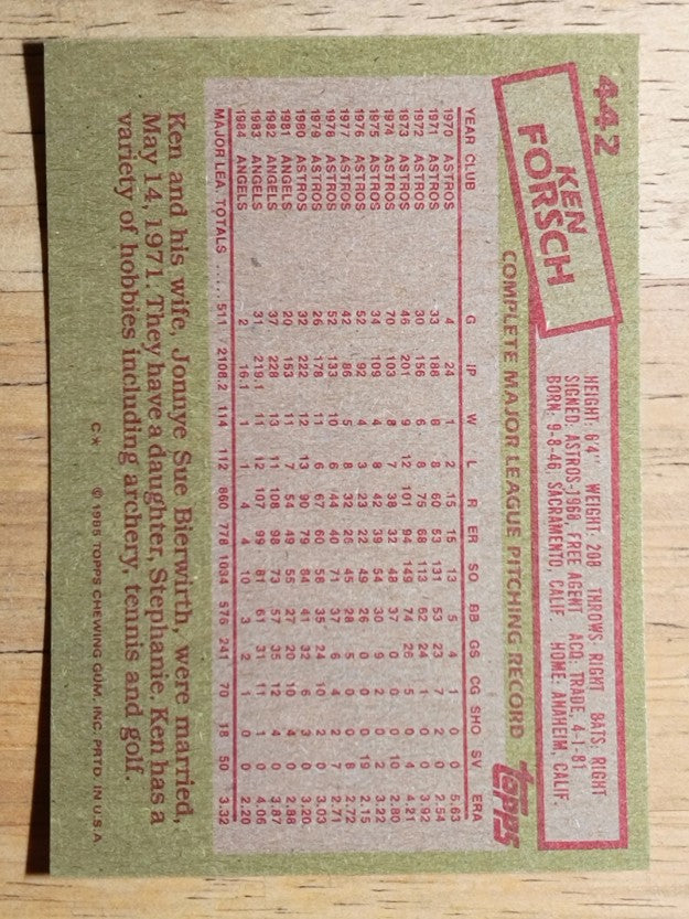 1985 Topps #442 Ken Forsch