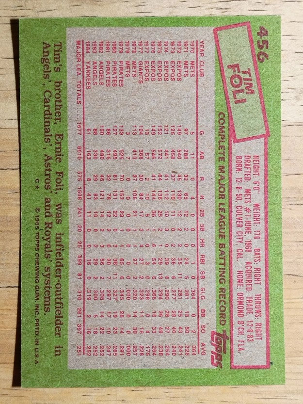 1985 Topps #456 Tim Foli