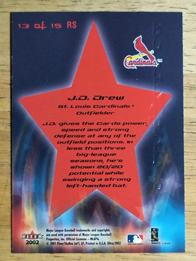 2002 Ultra Rising Stars #13 J.D. Drew