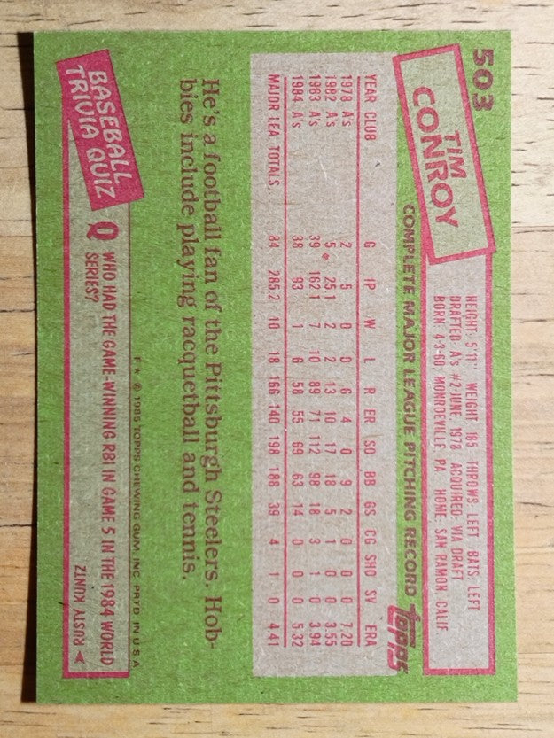 1985 Topps #503 Tim Conroy