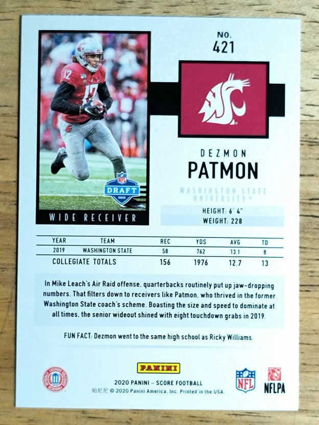 2020 Score #421 Dezmon Patmon RC