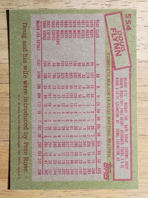 1985 Topps #554 Doug Flynn