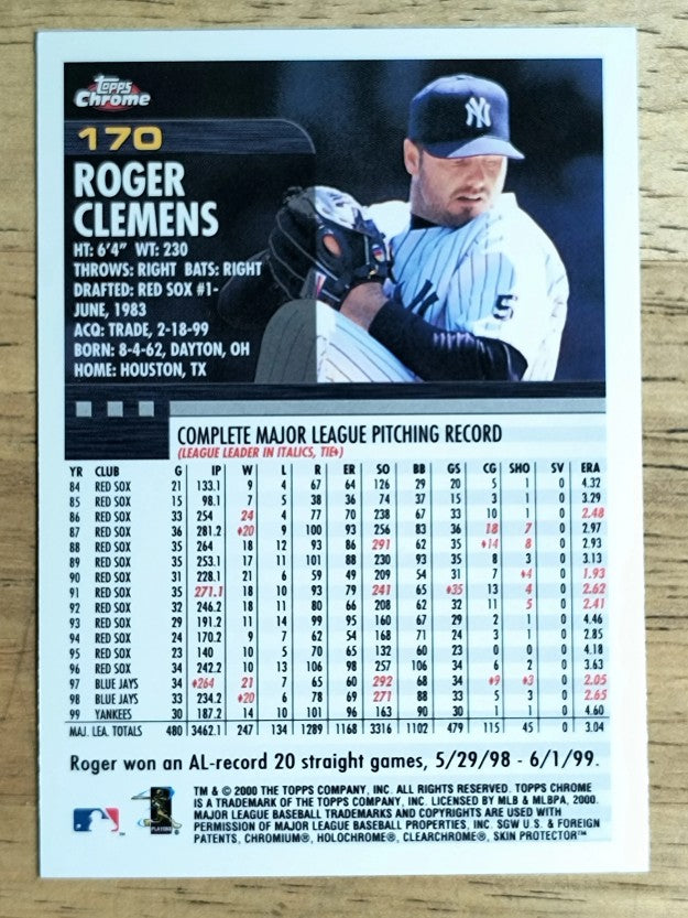 2000 Topps Chrome #170 Roger Clemens