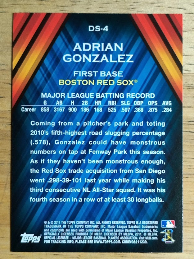2011 Topps Diamond Stars #DS4 Adrian Gonzalez