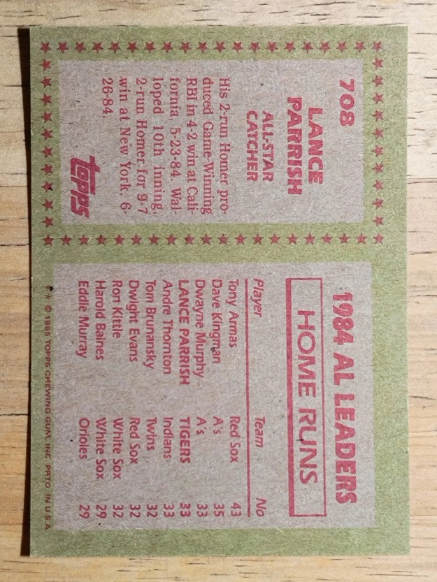 1985 Topps #708 Lance Parrish AS