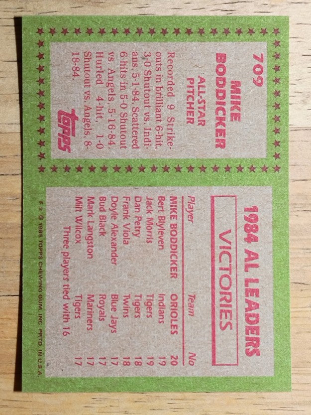 1985 Topps #709 Mike Boddicker AS