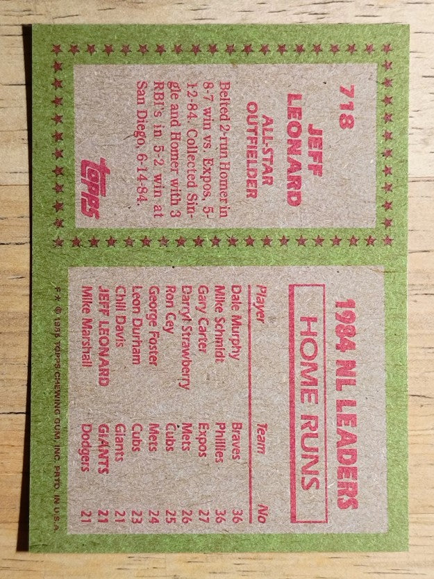 1985 Topps #718 Jeff Leonard AS