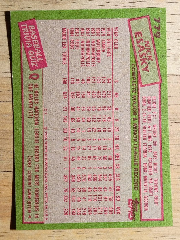 1985 Topps #779 Nick Esasky