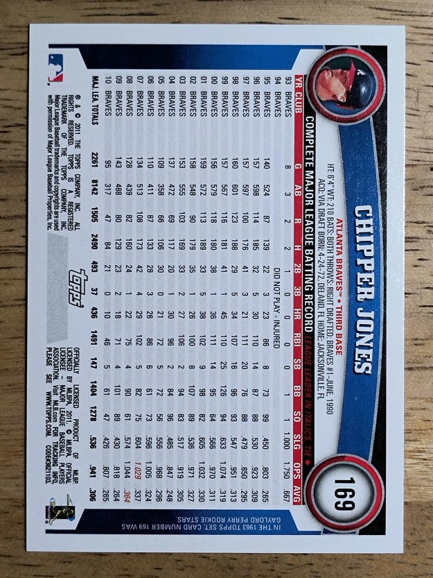 2011 Topps #169 Chipper Jones