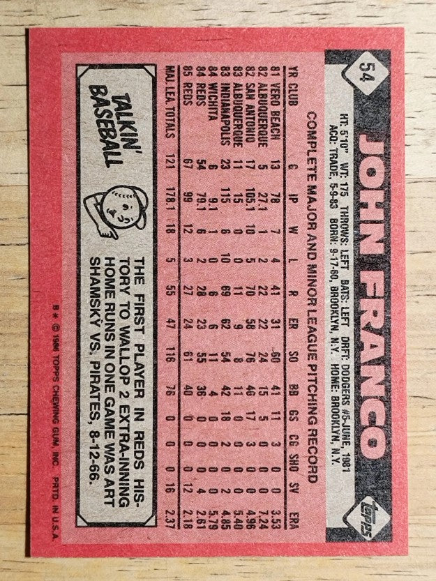 1986 Topps #54 John Franco