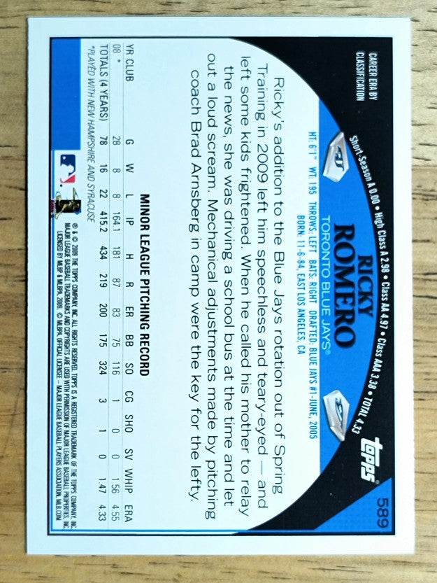 2009 Topps #589 Rickey Romero