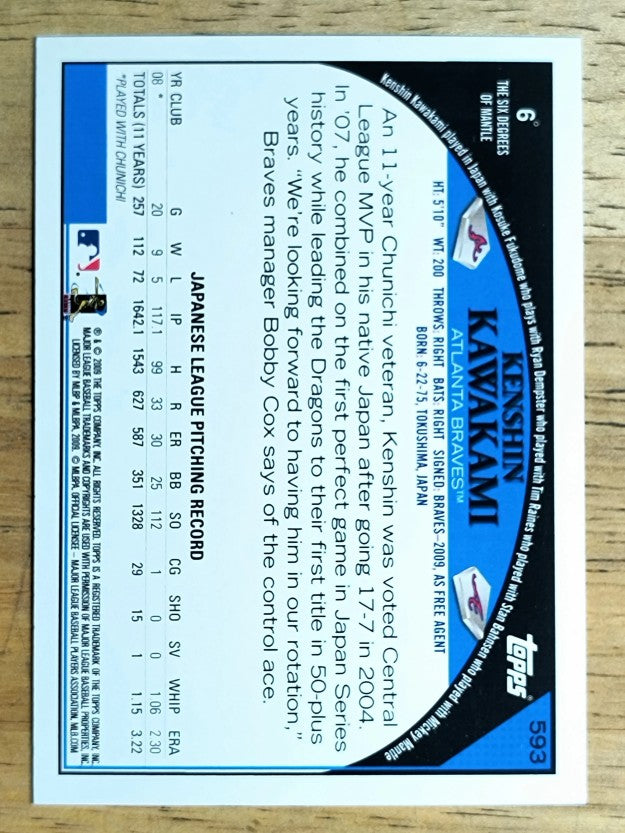 2009 Topps #593 Kenshin Kawakami RC