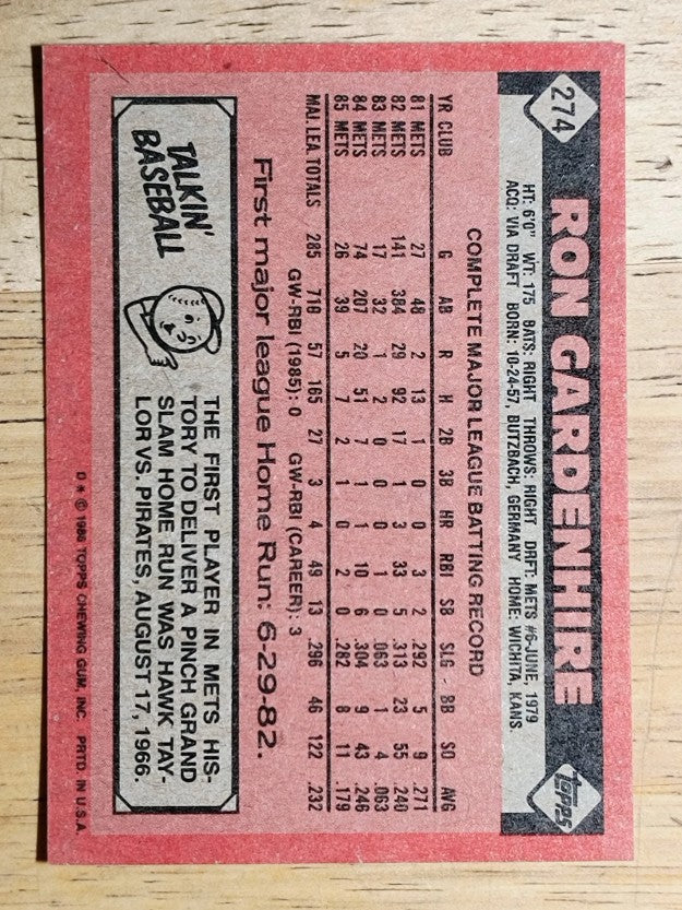 1986 Topps #274 Ron Gardenhire