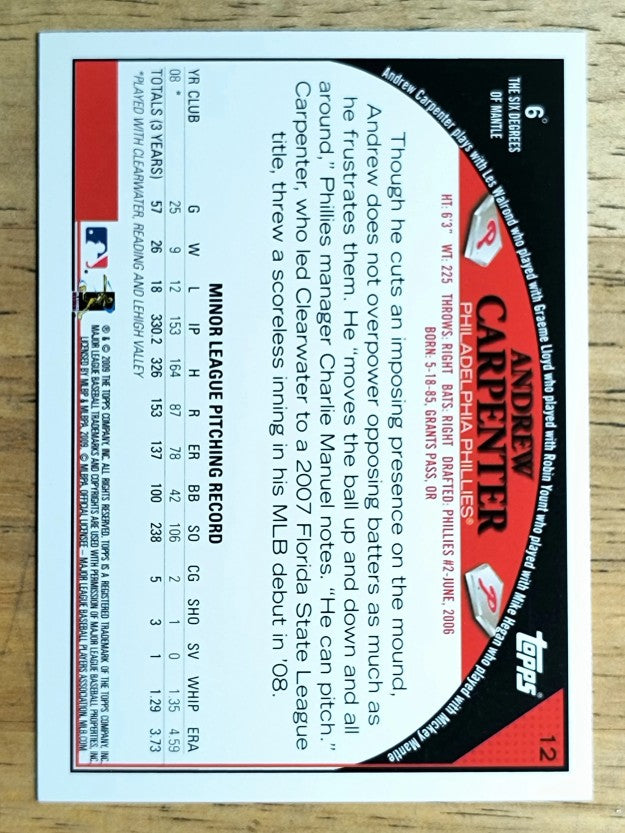2009 Topps #12 Andrew Carpenter RC