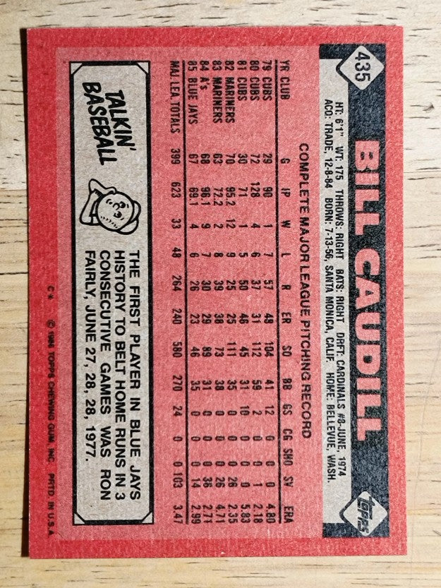 1986 Topps #435 Bill Caudill