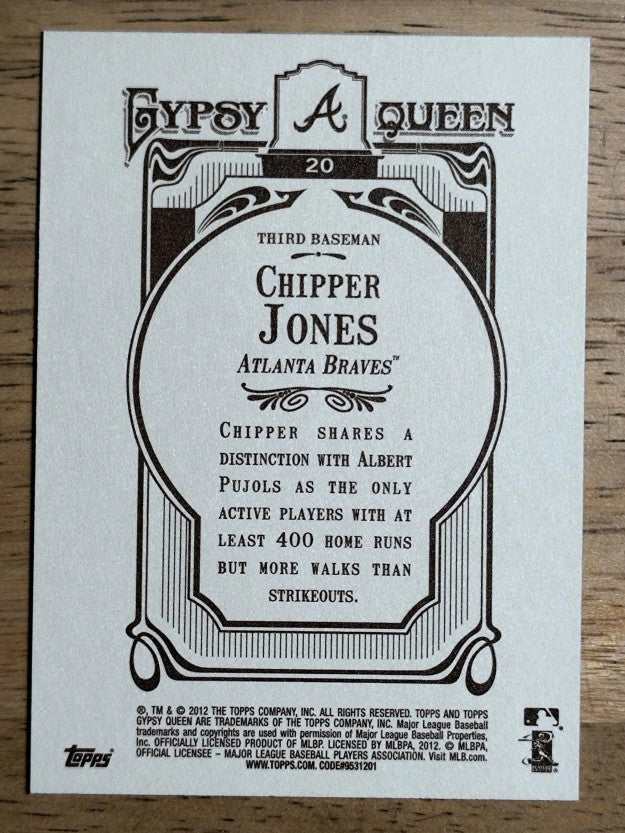2012 Topps Gypsy Queen #20 Chipper Jones