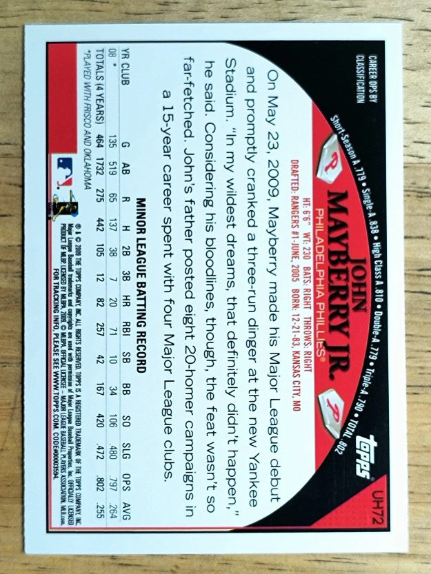 2009 Topps Update #UH72 John Mayberry Jr.