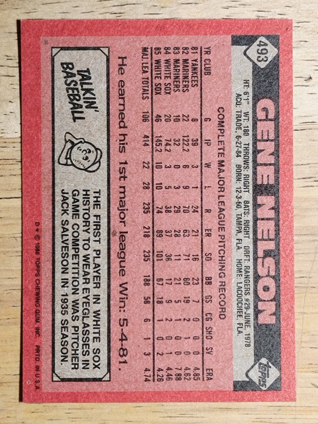 1986 Topps #493 Gene Nelson