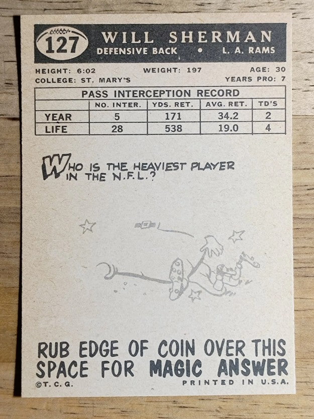 1959 Topps #127 Willard Sherman (EXMT)