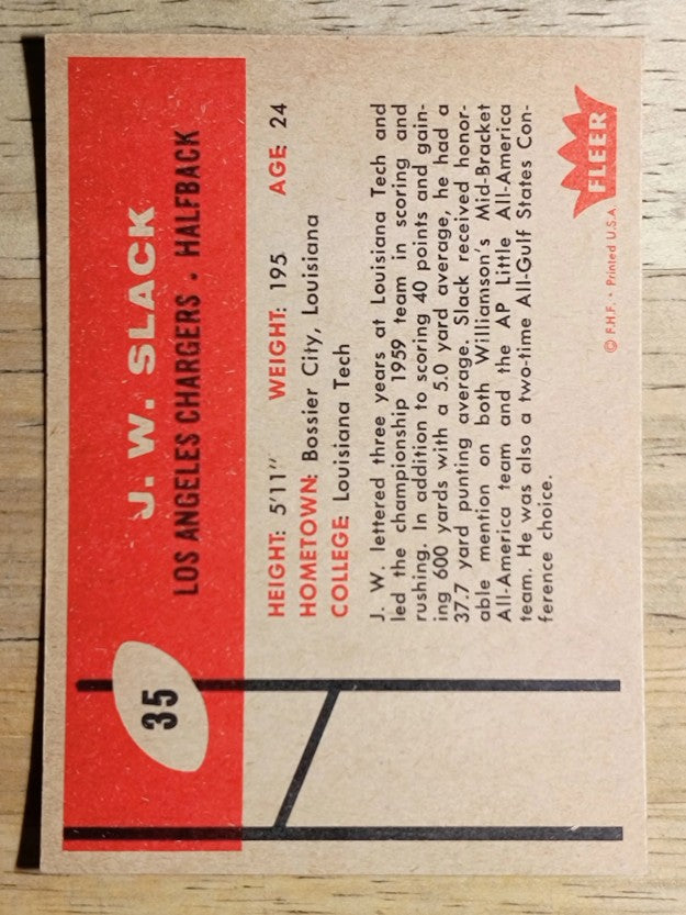 1960 Fleer #35 J.W. Slack RC (EXMT)