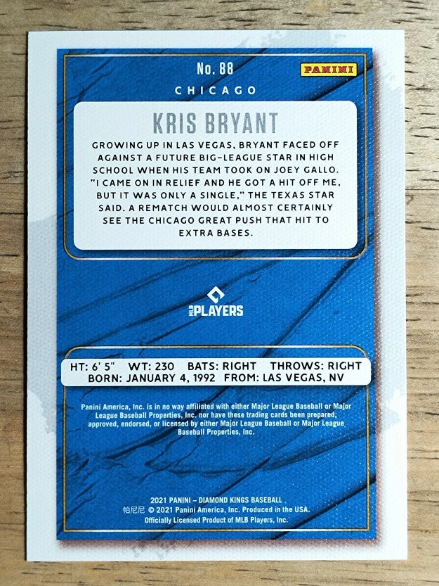 2021 Diamond Kings #88 Kris Bryant