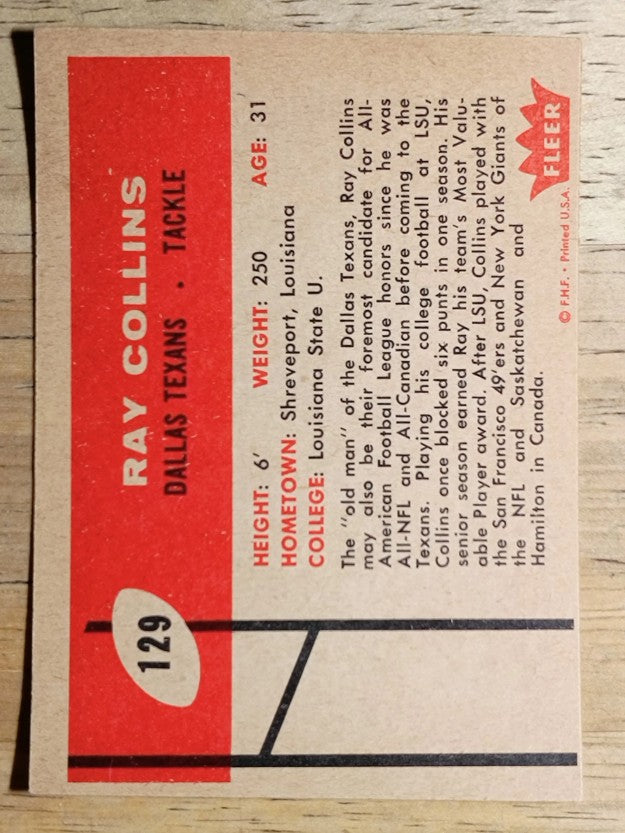 1960 Fleer #129 Ray Collins (EX)