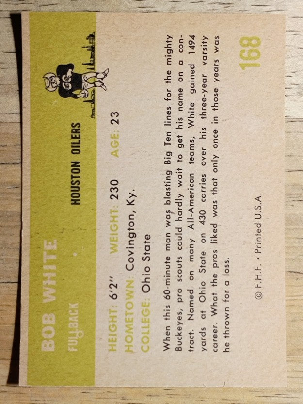 1961 Fleer #168 Bob White (NMMT)