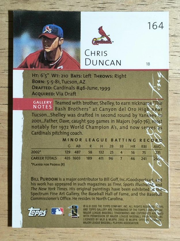 2003 Topps Gallery Artist's Proofs #164 Chris Duncan FY
