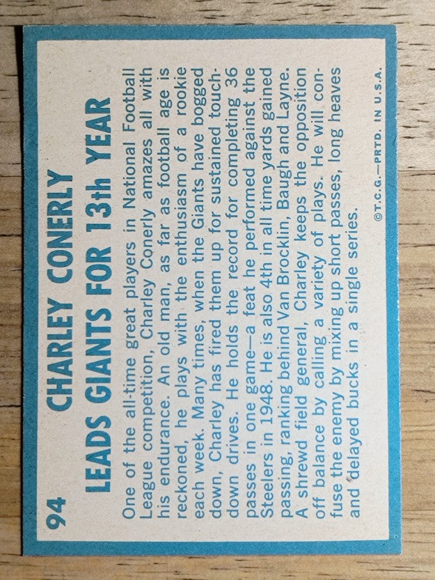 1961 Topps #94 Charley Conerly IA (EXMT)