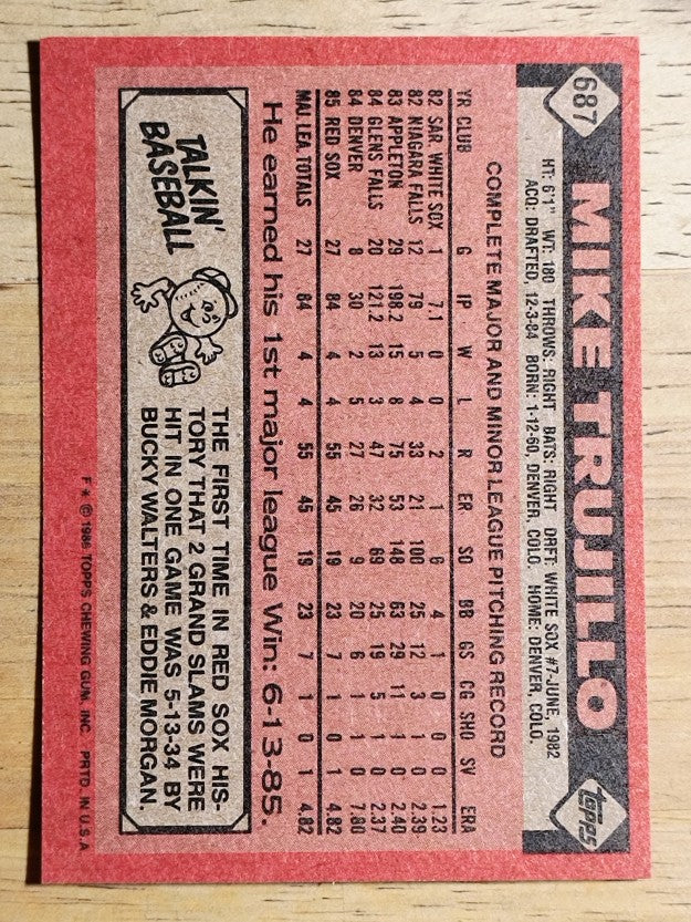 1986 Topps #687 Mike Trujillo