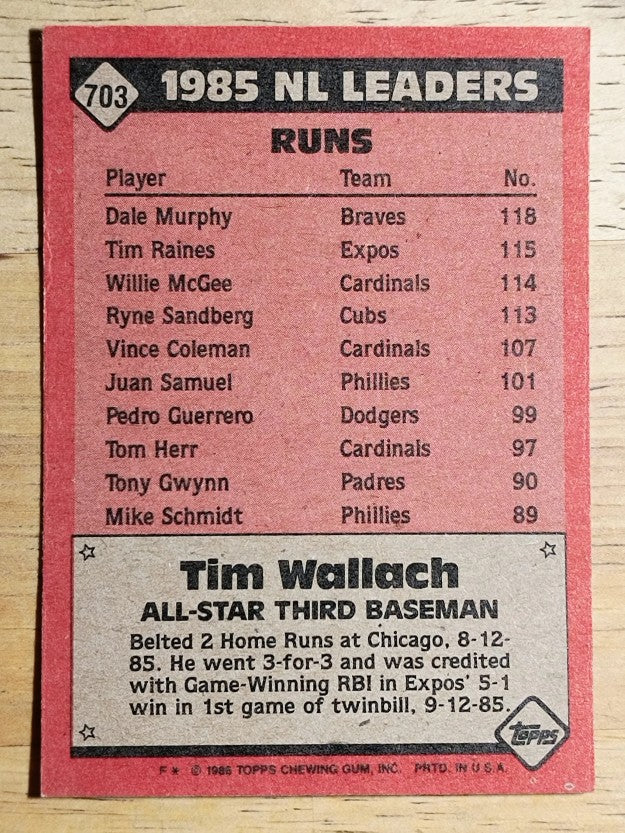 1986 Topps #703 Tim Wallach AS