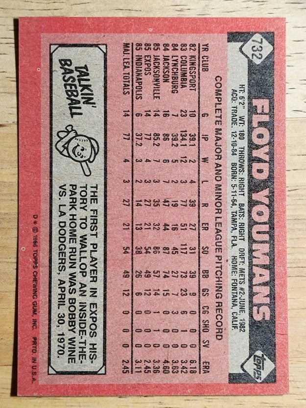 1986 Topps #732 Floyd Youmans