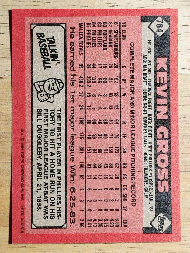 1986 Topps #764 Kevin Gross
