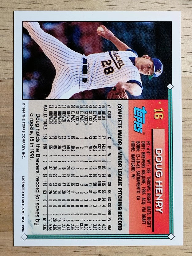 1994 Topps Gold #16 Doug Henry