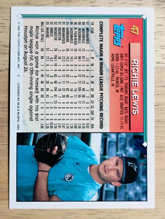 1994 Topps Gold #47 Richie Lewis