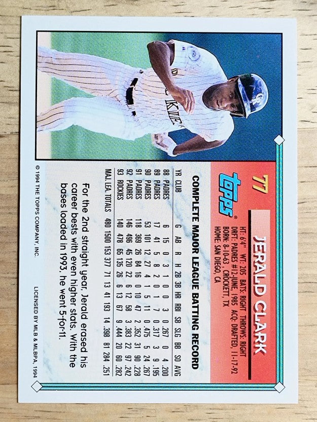 1994 Topps Gold #77 Jerald Clark